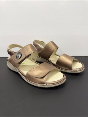 Comfort Adjustable Slingback Sandals in Metallic Bronze